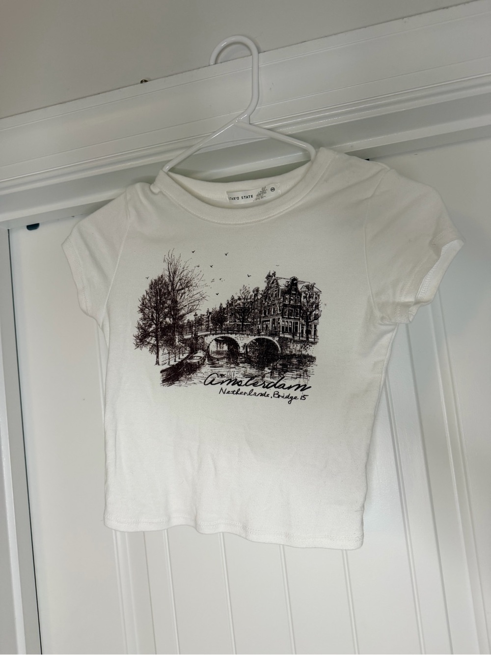 Altar'd State White Tee with Black Amsterdam Sketch